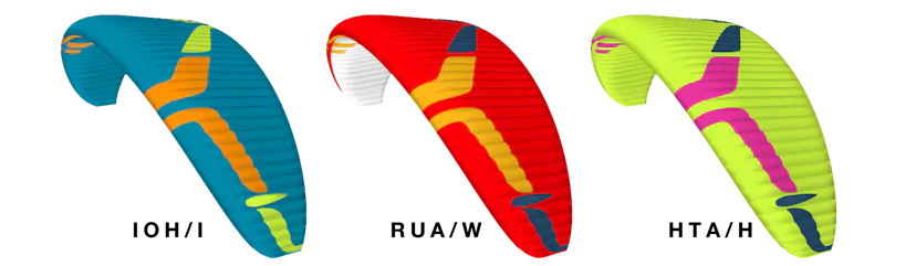 3 coloured paramotor wings